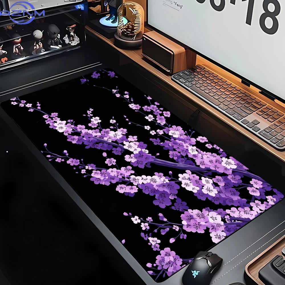 Tradescantia Purple - Paarse kersenbloesem muismat, grote computerkantoor-spelmat, rubberen